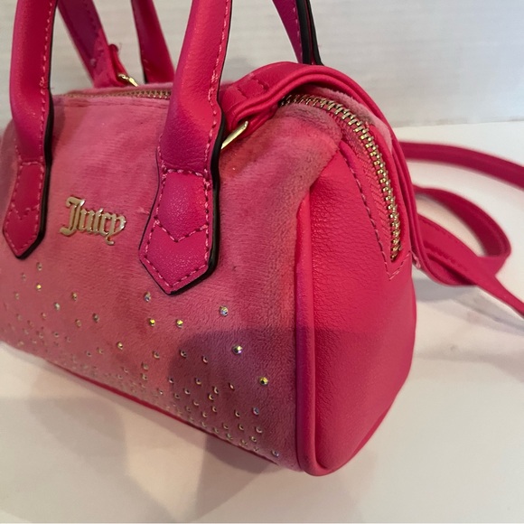 Juicy Couture Mini Pink Velvet Rhinestone Crossbody Bag Y2K Style - Picture 4 of 11